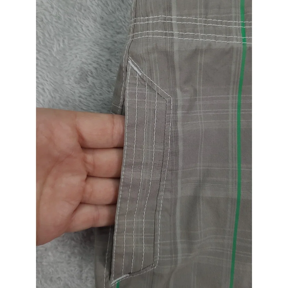 Nike Sportswear Mens Athletic Beige Plaid‎ Casual Shorts Size Large
